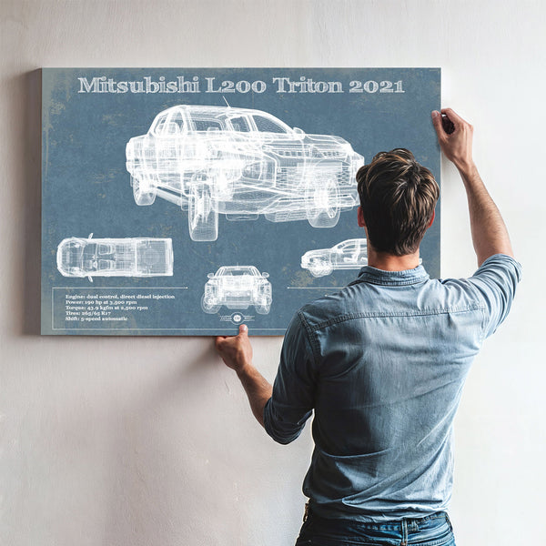 Mitsubishi L200 Triton 2021 Vintage Blueprint Auto Print