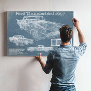 Ford Thunderbird 1957 Blueprint Vintage Auto Print