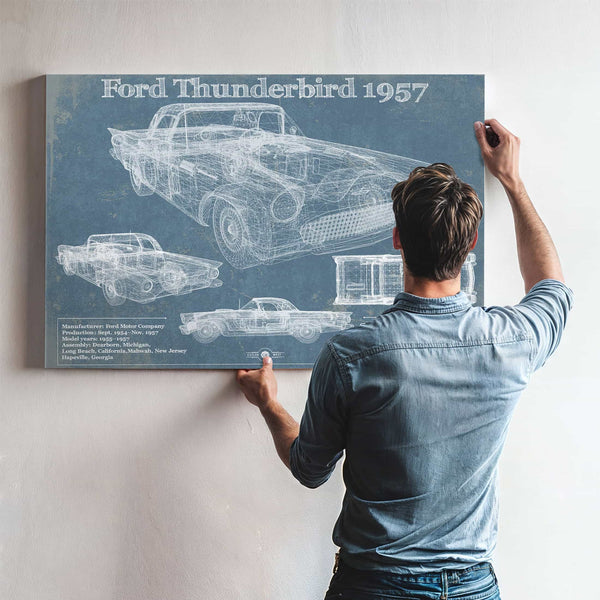 Ford Thunderbird 1957 Blueprint Vintage Auto Print