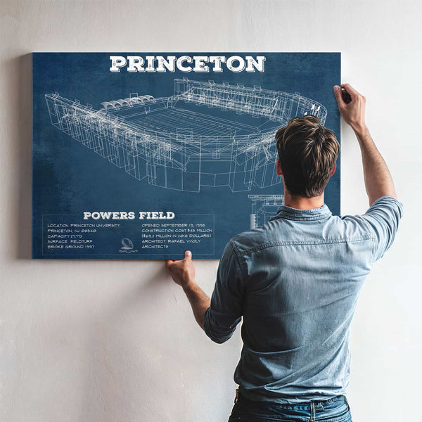 Princeton Tigers Football Art - Vintage Powers Field Blueprint Wall Art