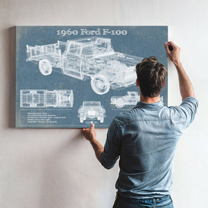 1960 Ford F-100 Blueprint Vintage Auto Print