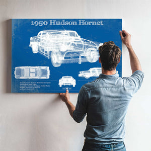 1950 Hudson Hornet Vintage Blueprint Auto Print