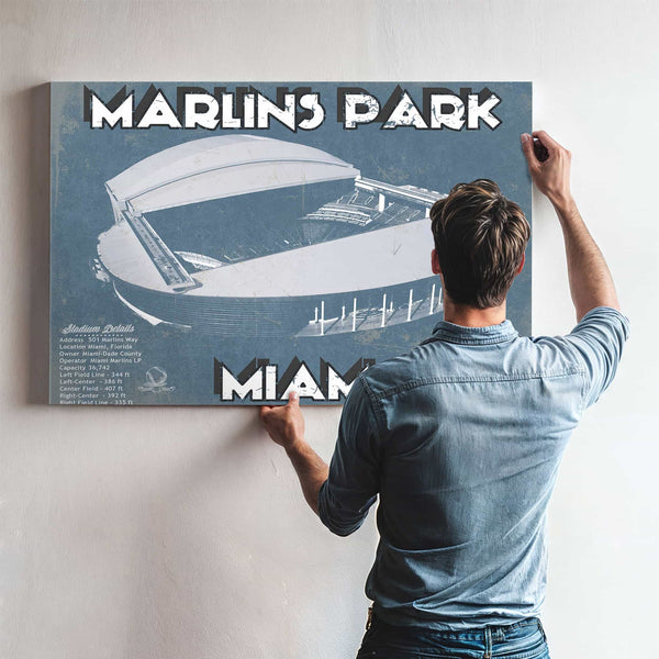 Miami Marlins - Marlins Park Vintage Baseball Fan Print