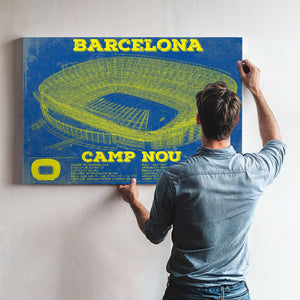 Vintage FC Barcelona Camp Nou Team Color Stadium Soccer Print