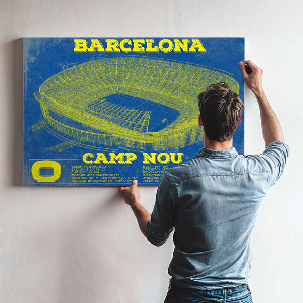 Vintage FC Barcelona Camp Nou Team Color Stadium Soccer Print