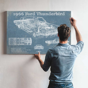 1966 Ford Thunderbird Blueprint Vintage Auto Print