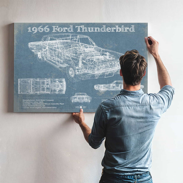 1966 Ford Thunderbird Blueprint Vintage Auto Print