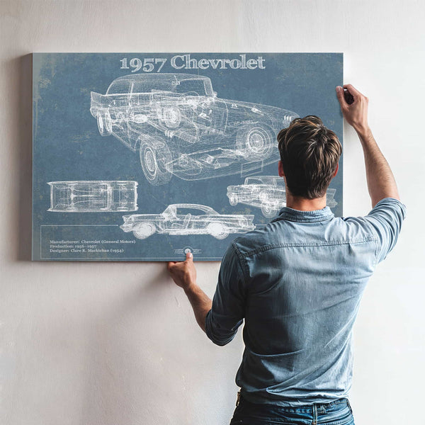 1957 Chevrolet Bel Air Sport Coupé Blueprint Vintage Auto Print