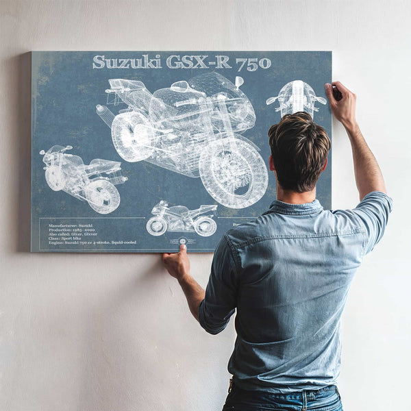 Suzuki GSX R750 Blueprint Motorcycle Patent Print