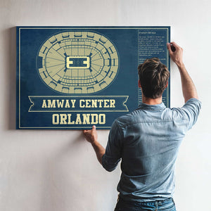Orlando Magic Amway Center Vintage Basketball Blueprint NBA Print