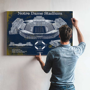 Notre Dame Stadium 2021 Version Team Color Vintage Art Print
