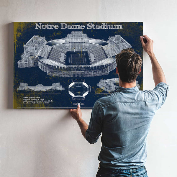 Notre Dame Stadium 2021 Version Team Color Vintage Art Print
