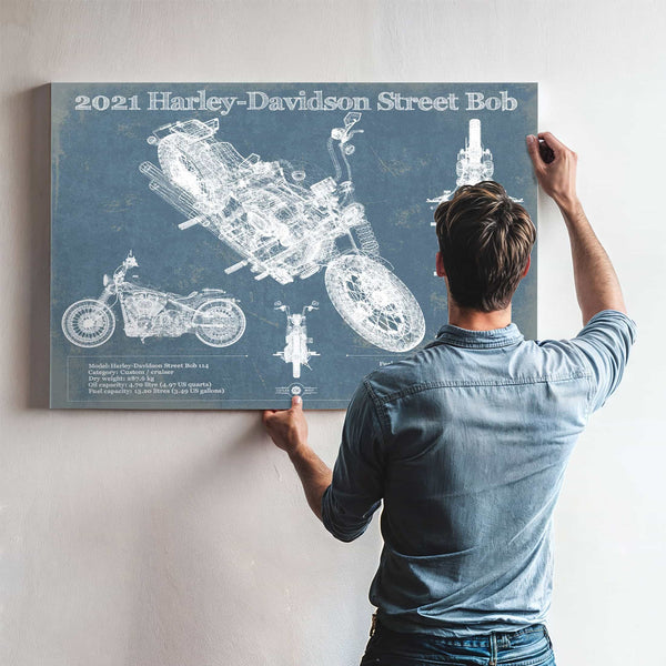 2021 Harley-Davidson Street Bob 114 Blueprint Motorcycle Patent Print