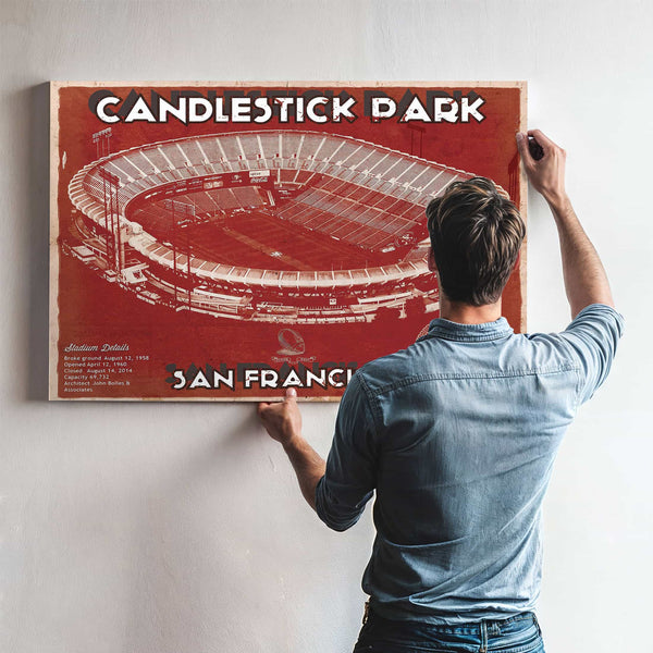 San Francisco 49ers - Vintage Candlestick Park Football Print