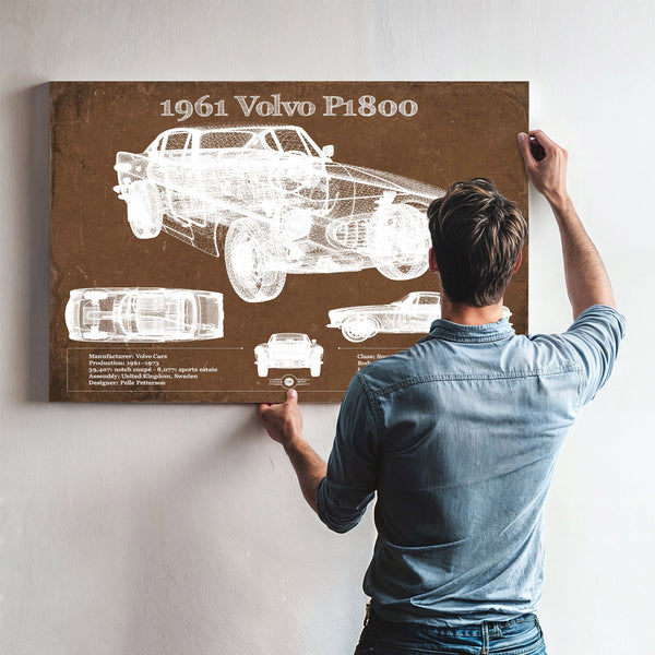 1961 Volvo P1800 Vintage Blueprint Auto Print