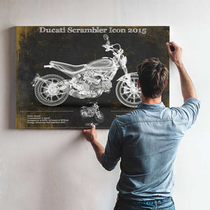 Ducati Scrambler Icon 2015 Vintage Blueprint Motorcycle Patent Print