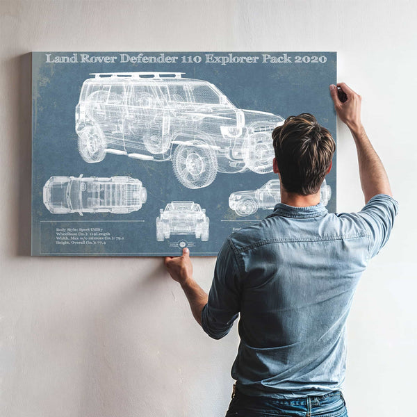 Land Rover Defender 110 Explorer Pack Vintage Blueprint Auto Print