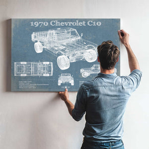 1970 Chevrolet C10 Pickup Vintage Blueprint Auto Print