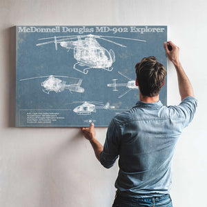 McDonnell Douglas MD-902 Explorer Vintage Blueprint Helicopter Print