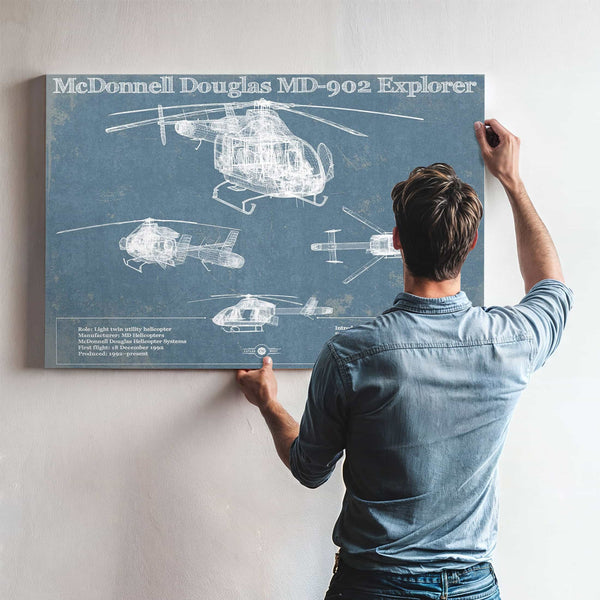 McDonnell Douglas MD-902 Explorer Vintage Blueprint Helicopter Print