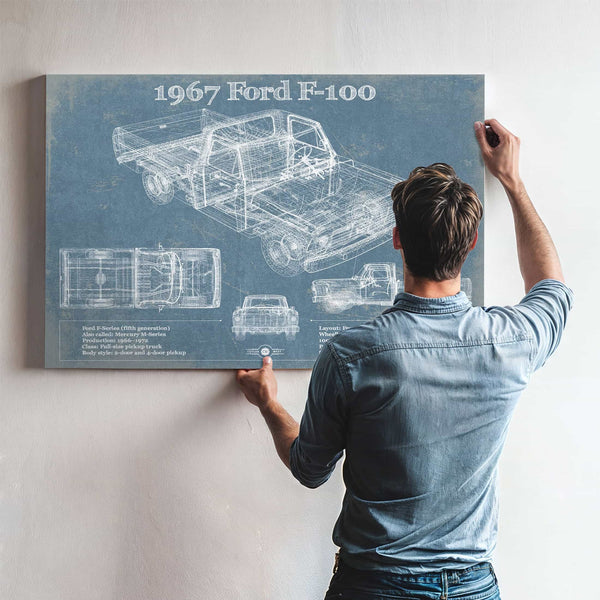 1967 Ford F-100 Vintage Blueprint Auto Print