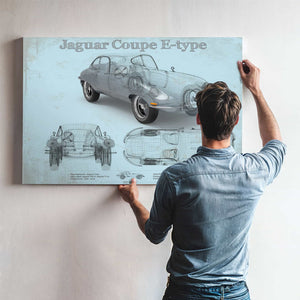 Jaguar Coupe E Type Car Original Blueprint Art