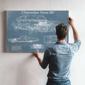 Chevrolet Nova SS Blueprint Vintage Auto Patent Print