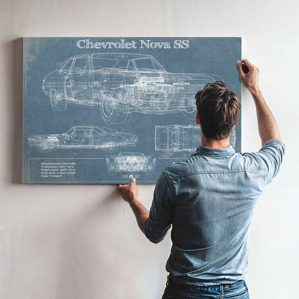 Chevrolet Nova SS Blueprint Vintage Auto Patent Print