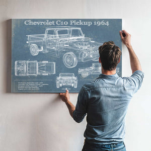 1964 Chevrolet C10 Pickup Vintage Blueprint Auto Print
