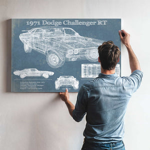 1971 Dodge Challenger Rt Car Blueprint Patent Original Art