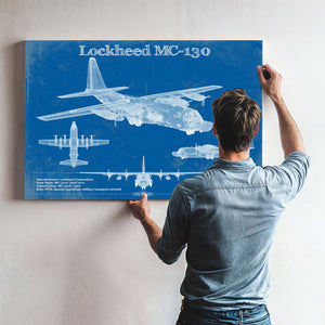 Lockheed MC-130 Vintage Aviation Blueprint Military Print