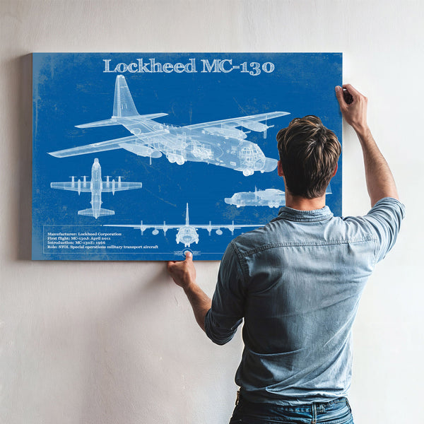 Lockheed MC-130 Vintage Aviation Blueprint Military Print