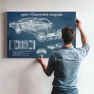 1967 Chevrolet Impala Blueprint Vintage Auto Print