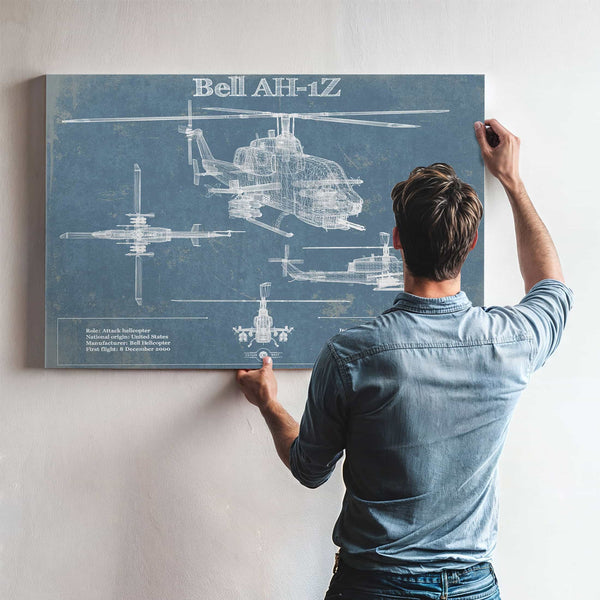 Bell AH-1Z Viper Vintage Original Blueprint Military Print