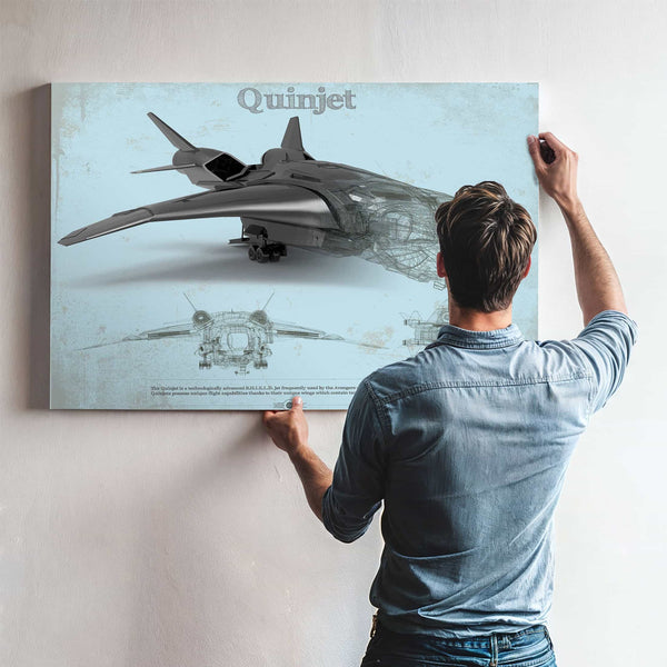 Quinjet Avengers Vintage Blueprint Wall Art
