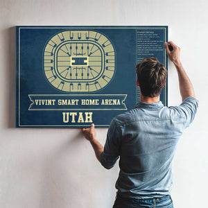 Utah Jazz - Vivint Smart Home Arena Seating Chart Vintage Art Print