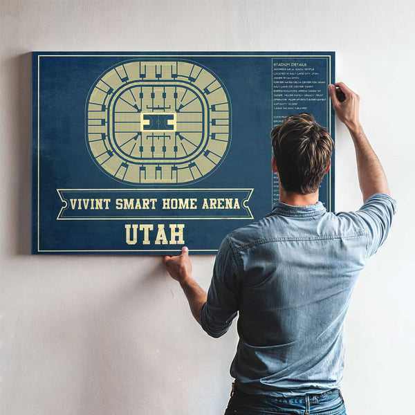 Utah Jazz - Vivint Smart Home Arena Seating Chart Vintage Art Print