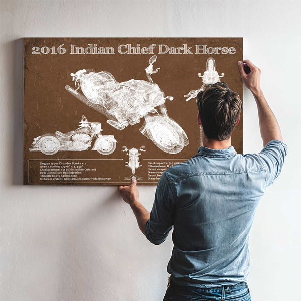 2016-2019 Indian Chief Dark Horse Motorcycle Patent Print