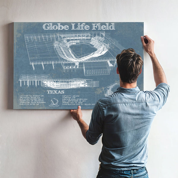 Texas Rangers -  Globe Life Field Vintage Stadium Baseball Print