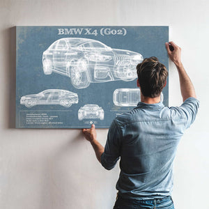 BMW X4 (G02) Vintage Blueprint Auto Print