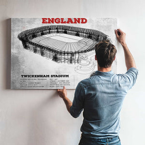 England Rugby - Vintage Twickenham Stadium Print