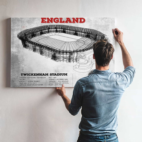England Rugby - Vintage Twickenham Stadium Print