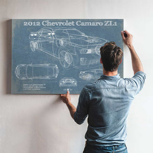 Chevy Camaro ZL1 2012 Vintage Blueprint Auto Print