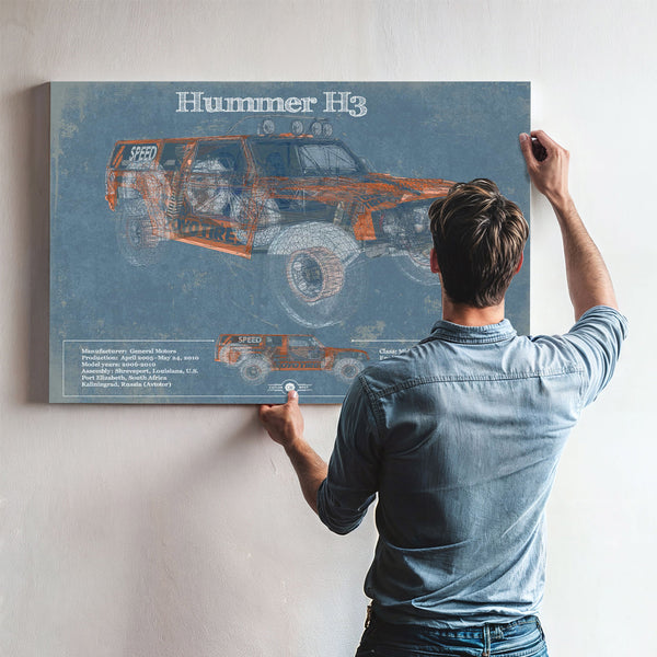 Hummer H3 Vintage Blueprint Auto Print