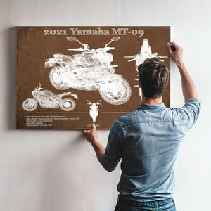 2021 Yamaha Mt 09 Vintage Blueprint Auto Print