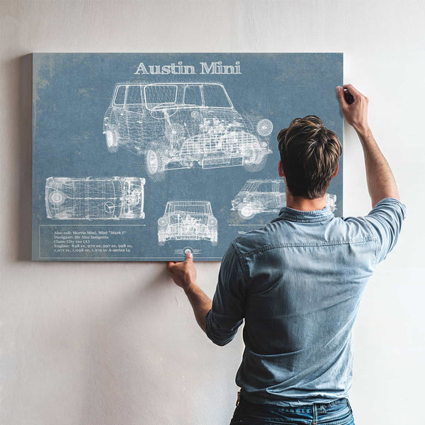 Austin Mini Blueprint Vintage Auto Print
