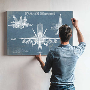 F/A-18 Hornet Blueprint Original Military Wall Art
