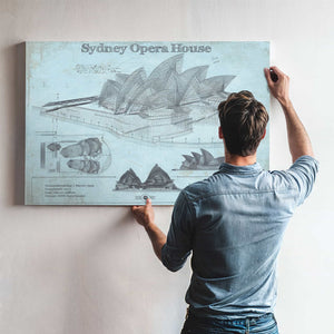 Sydney Opera House Blueprint Vintage Art Print