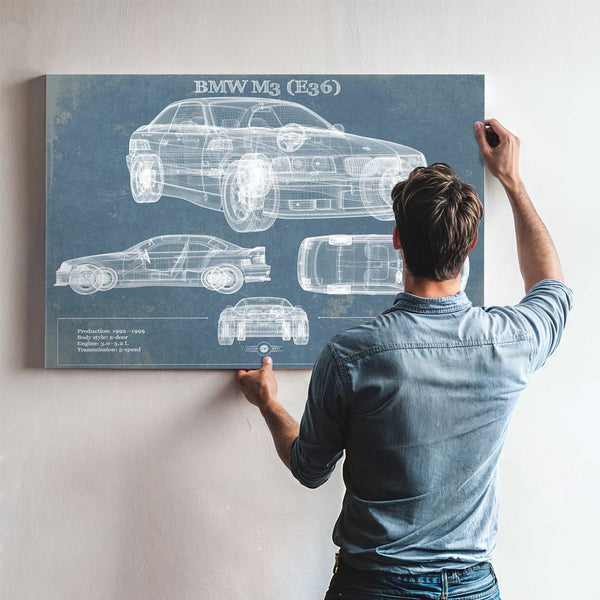BMW M3 (E36) Vintage Blueprint Auto Print