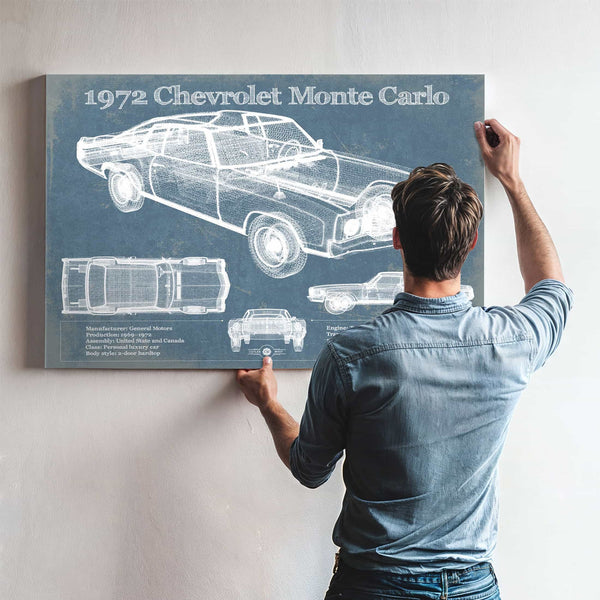 1972 Chevrolet Monte Carlo Blueprint Vintage Auto Patent Print